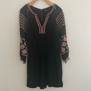 LOFT Black with Red Embroidery Romper Size XS